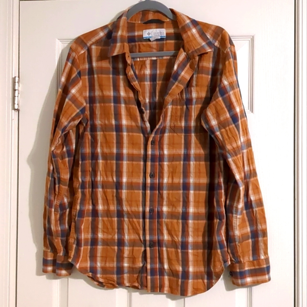 Men's Columbia Orange and blue Plaid M